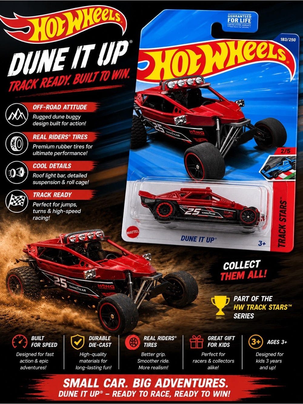 Hot Wheels Dune It Up Red Off-Road Buggy Toy